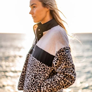 Womens Sherpa Half Zip Fleece | LEOPARD